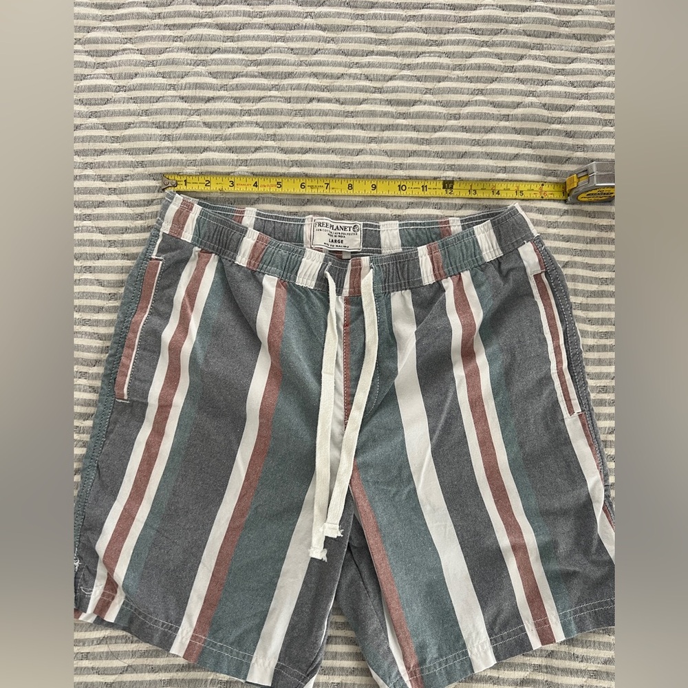 Free Planet Men's Striped Shorts - Gray, White, Brown L - Picture 8 of 10